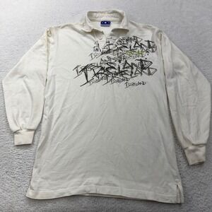 Mens Starworld Long Sleeve Rugby Shirt Ireland Graffiti Print Collared Top S